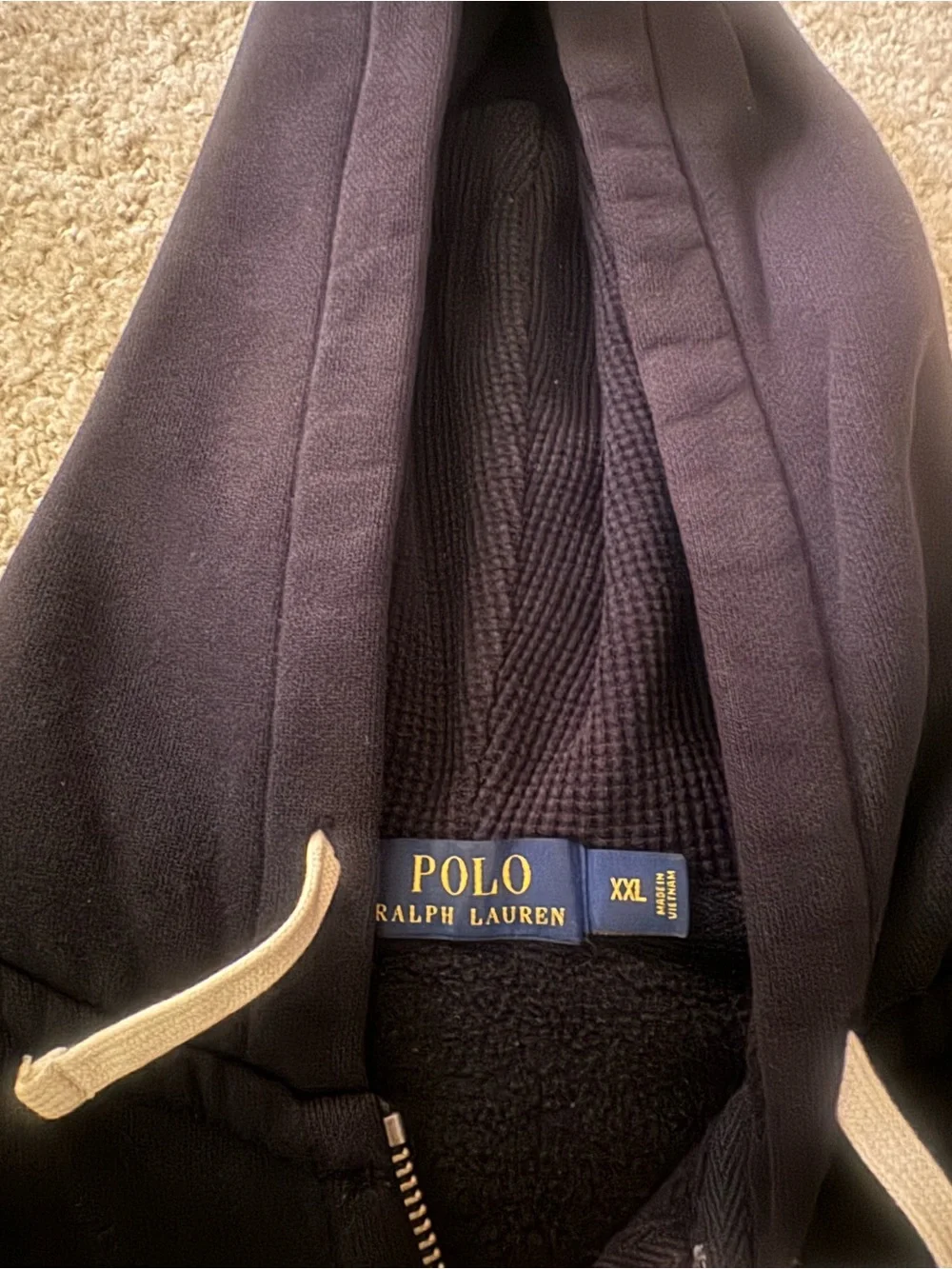 Polo Ralph Lauren Men’s Zip-Up Hoodie with Red Logo - Black XXL